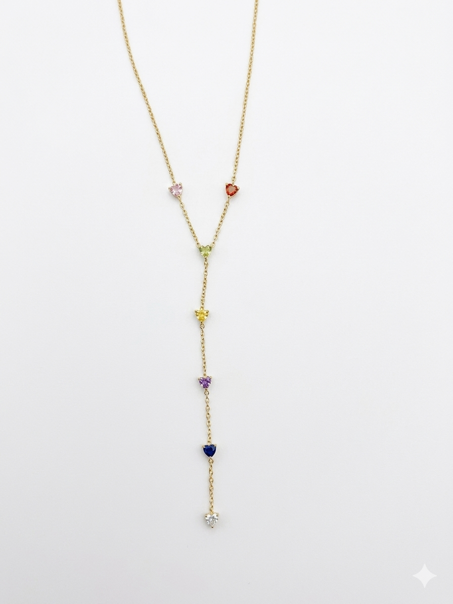 Collana Cascata Cuori Pastel